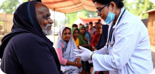Doctor at a rural health camp
