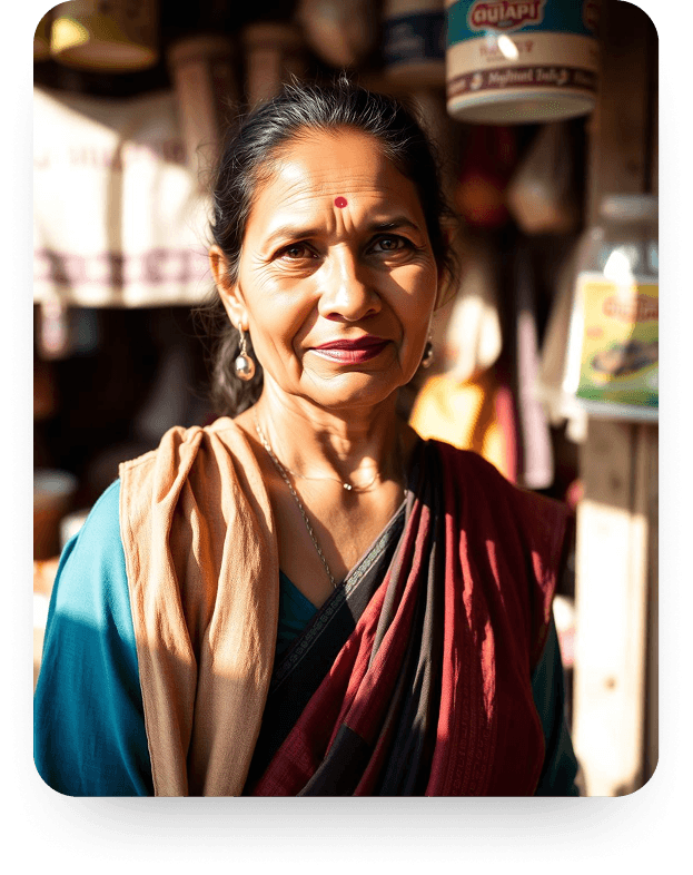 Portrait of Women’s Self-Help Groups outside her craft unit